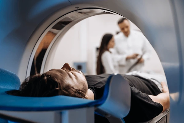 Patient undergoing MRI scan
