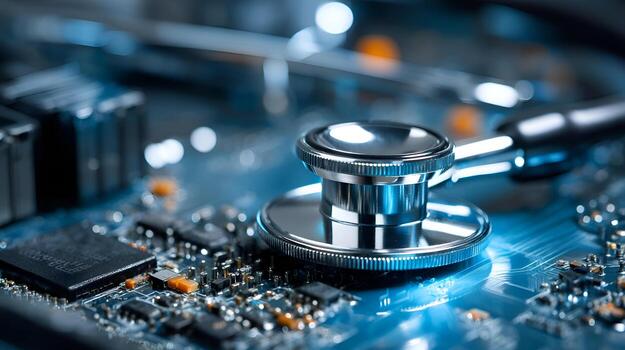 Stethoscope on circuit board.