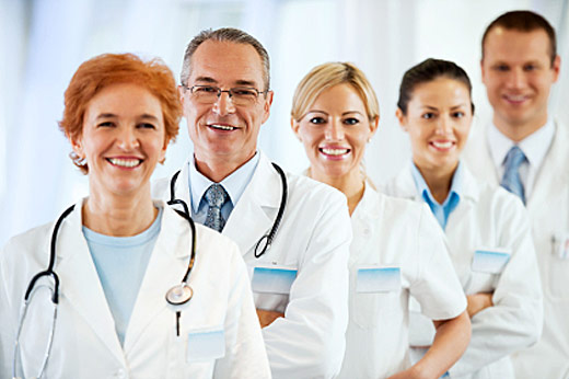 Diverse smiling healthcare team